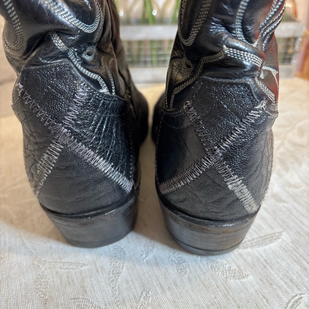 Tony Lama Vintage Western Boots Black Snake Lizard Patchwork Design Men Size 10D - Picture 6 of 12